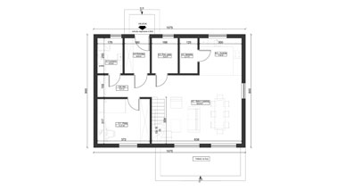 ERDOL 1 XL - Version Links (Wohnzimmer auf der linken Seite) - Treppe im Wohnzimmer - Grundriss Erdgeschoss