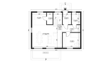 ERDOL 1 XL - Version Rechts (Wohnzimmer auf der rechten Seite) - Treppe in Treppenhaus - Grundriss Erdgeschoss